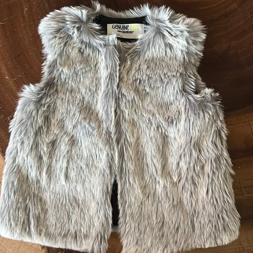 Oshkosh satin lined faux fur kids vest
